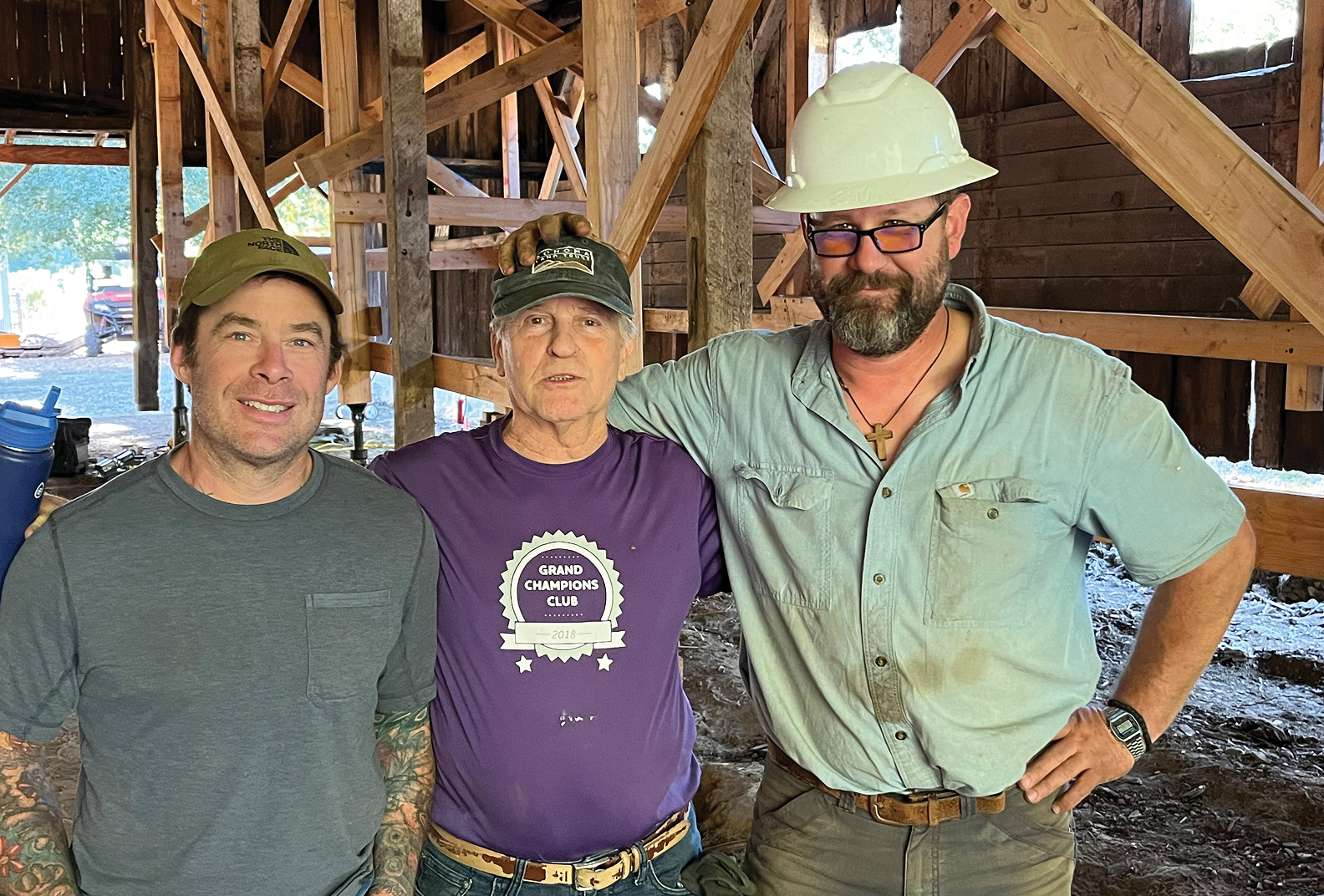 Volunteers working at the Laufenburg Barn restoration
