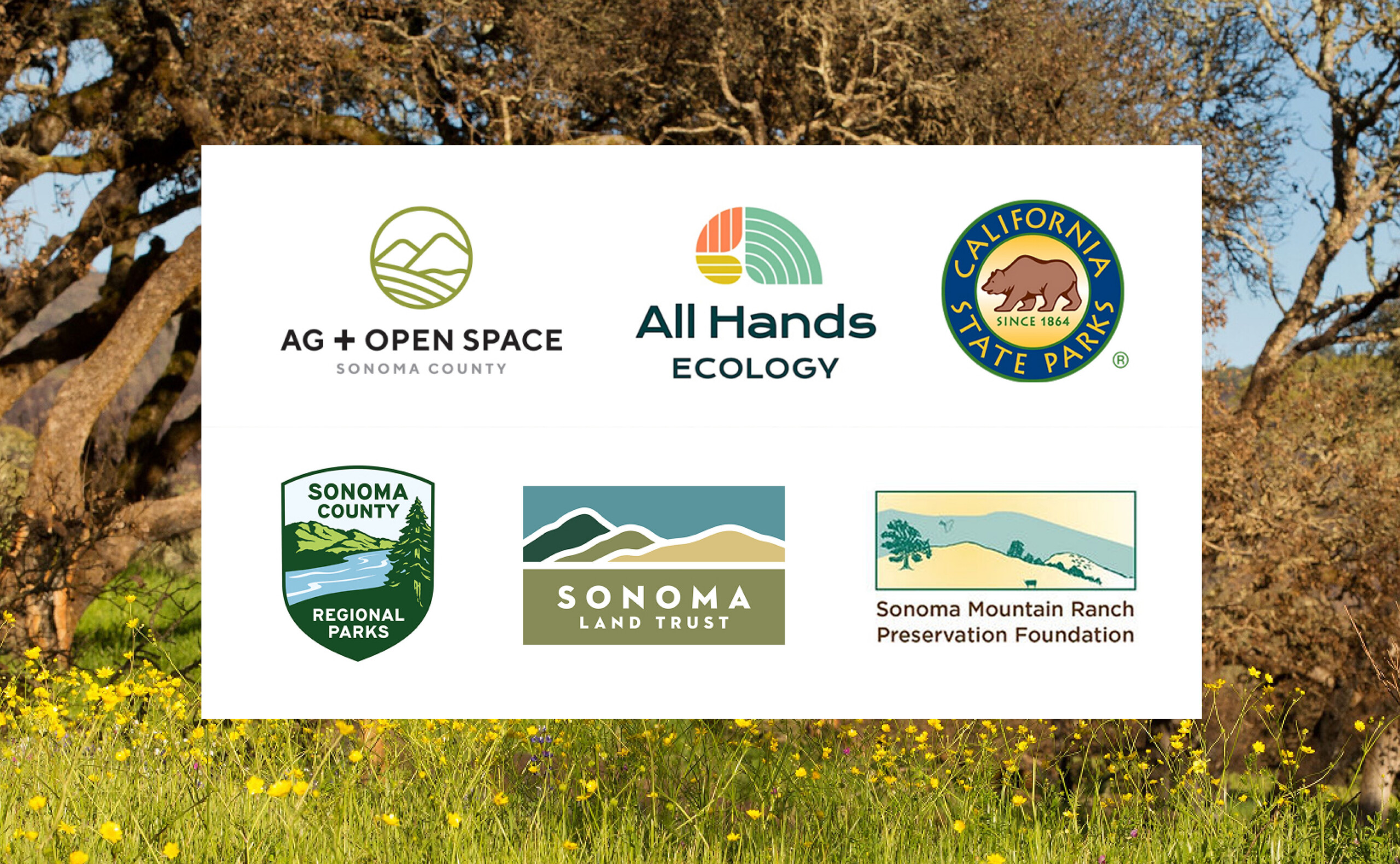 Sonoma Valley Wildlands Collaborative logos with landscape background of the Sonoma Valley.