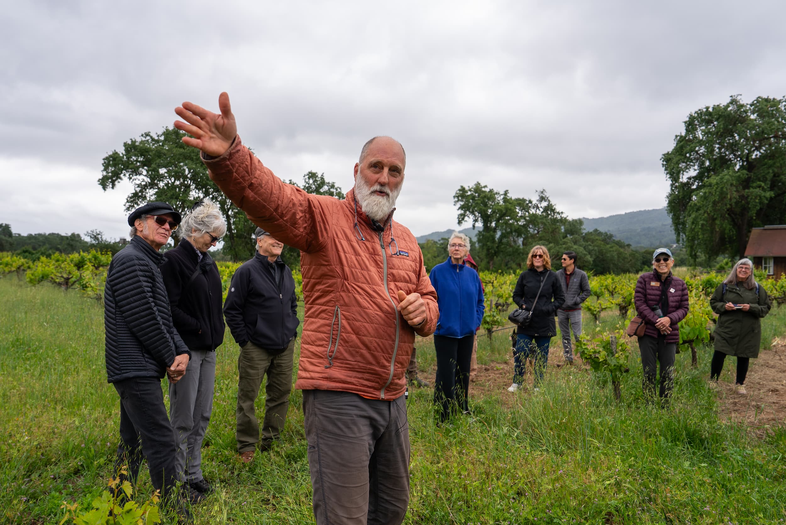guide speaking to group on a hike