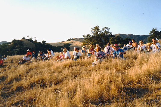 Group on a grassy hill at SLT event.